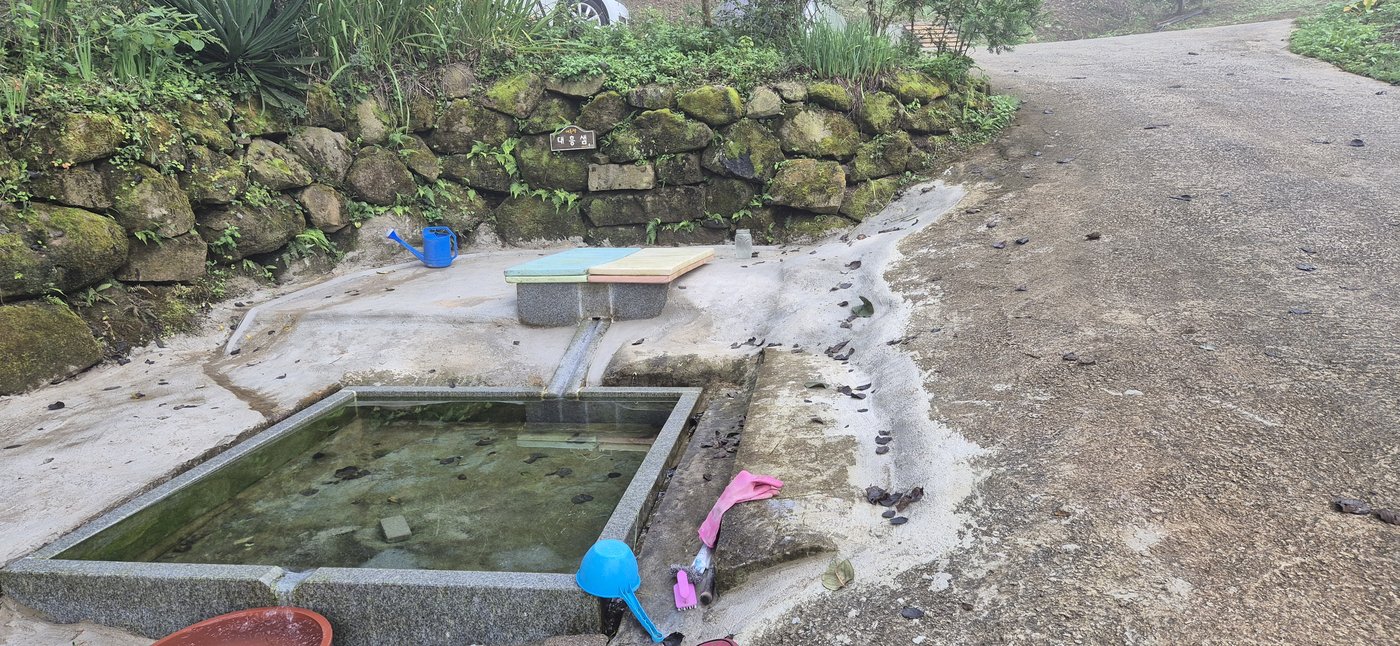 대흥샘 — marble-edged spring, Daeheung Farm